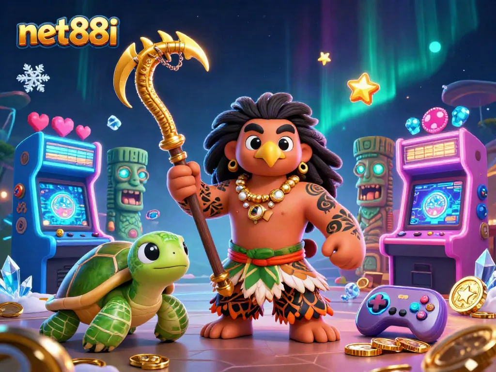 Engage with net88i's thrilling gaming experience featuring vibrant characters and dazzling casino elements.