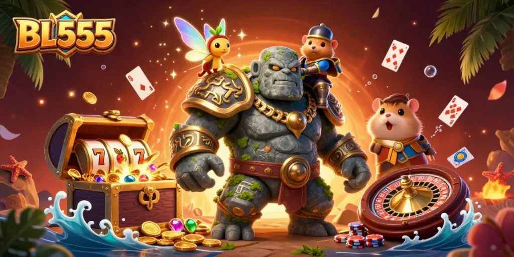 Engage with thrilling gameplay at BL555, featuring a magical 3D casino adventure with slot reels and golden treasures.