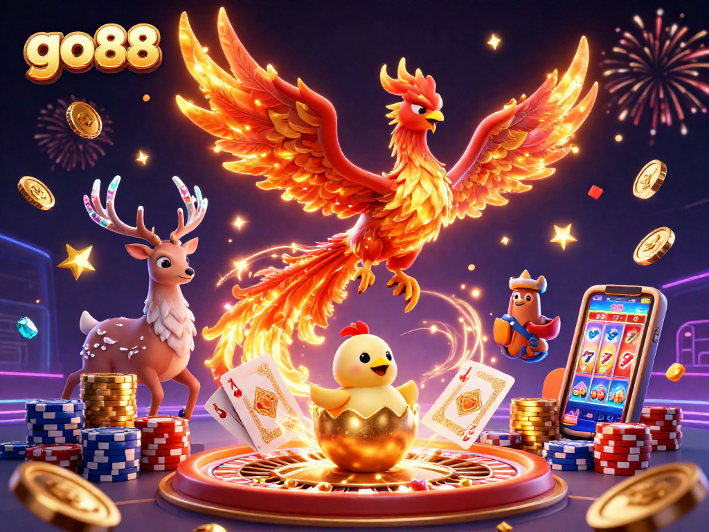 Experience the go88 excitement with a vibrant scene of winning slots and gaming adventure.
