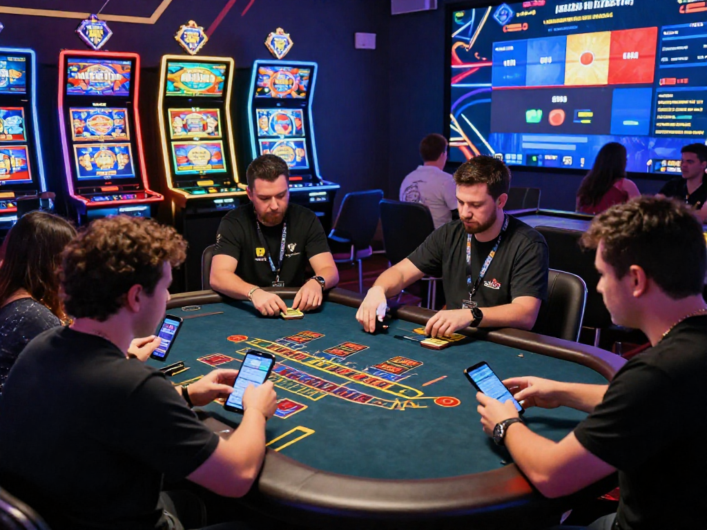 Players enjoying live dealer games at GB 444 online casino, showcasing vibrant gaming atmosphere.