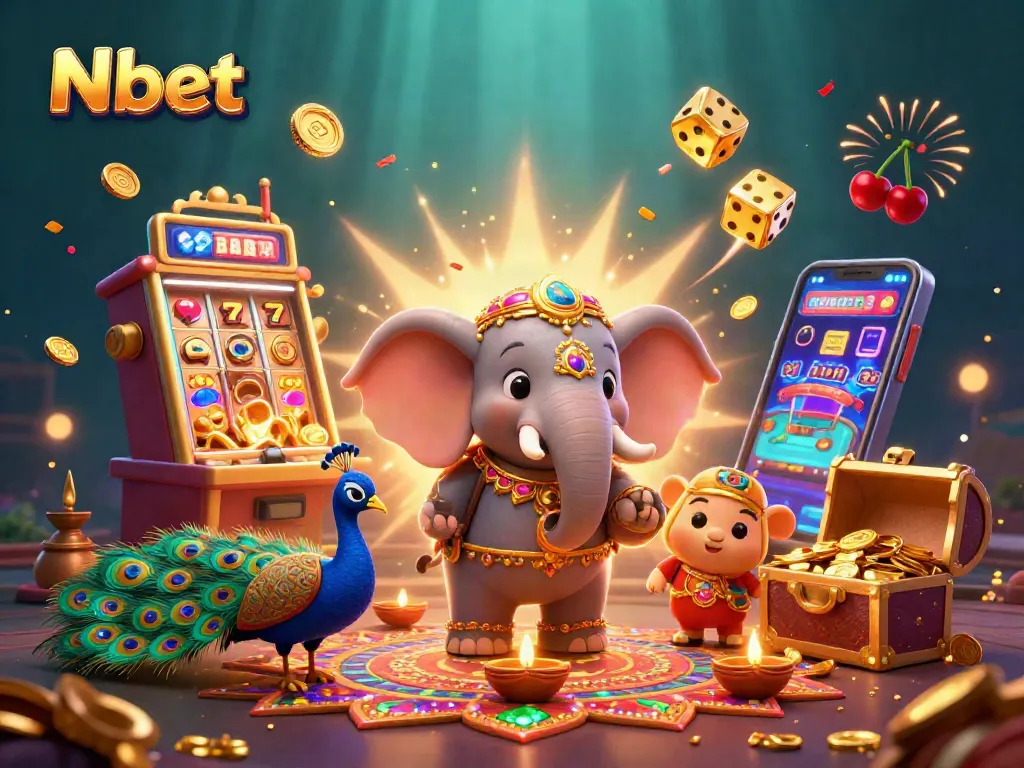 Engage with N bet's vibrant casino adventure featuring jackpot reels, colorful symbols, and enchanting characters.