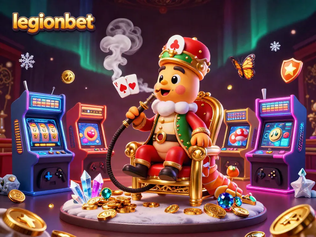 Win big with legionbet in a colorful 3D casino scene full of gaming elements.