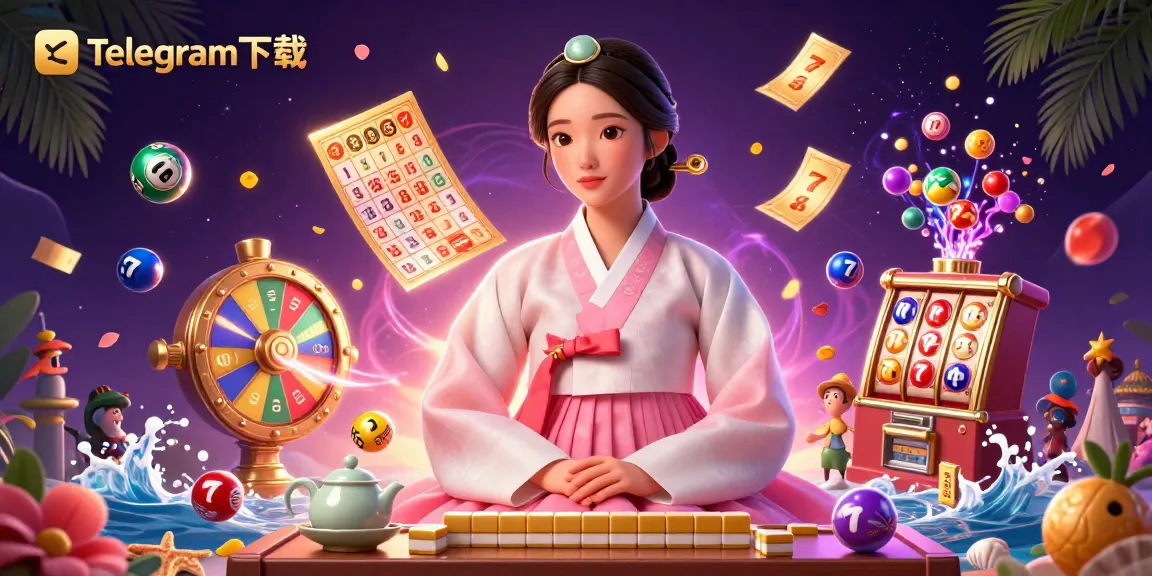通过Telegram下载参与刺激的游戏体验，展现生动的乐透元素和宁静的亚洲角色。