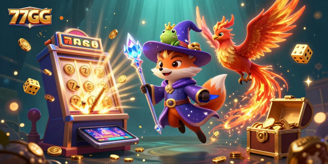 Experience thrilling gameplay at 77GG with the mystical wizard fox and vibrant casino scenes.