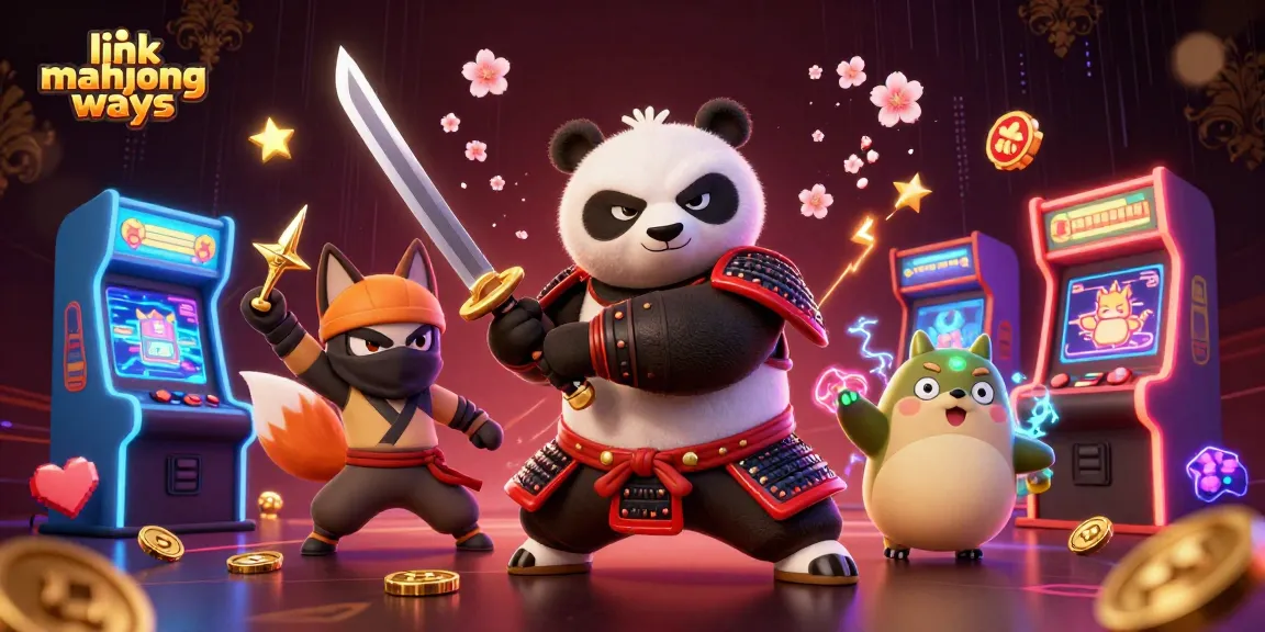 Experience the thrill of link mahjong ways with a dynamic casino-themed illustration.
