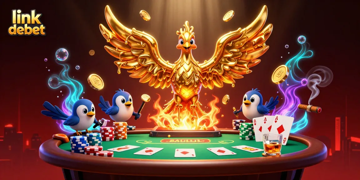 Experience thrilling poker action with link debet featuring a golden phoenix and vibrant game elements.