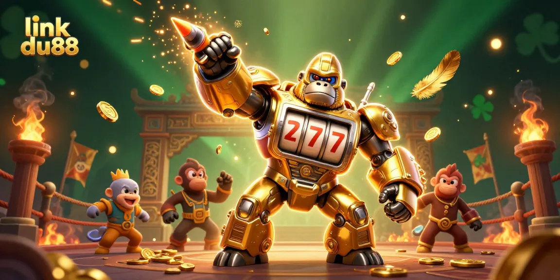 Activate your excitement with link du88 and a golden gorilla mech in a thrilling casino arena.